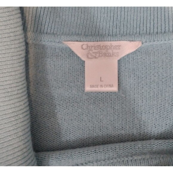 Christopher & Banks Sweater Large Womens Blue Ombré Cowl Neck Lightweight - Picture 9 of 12